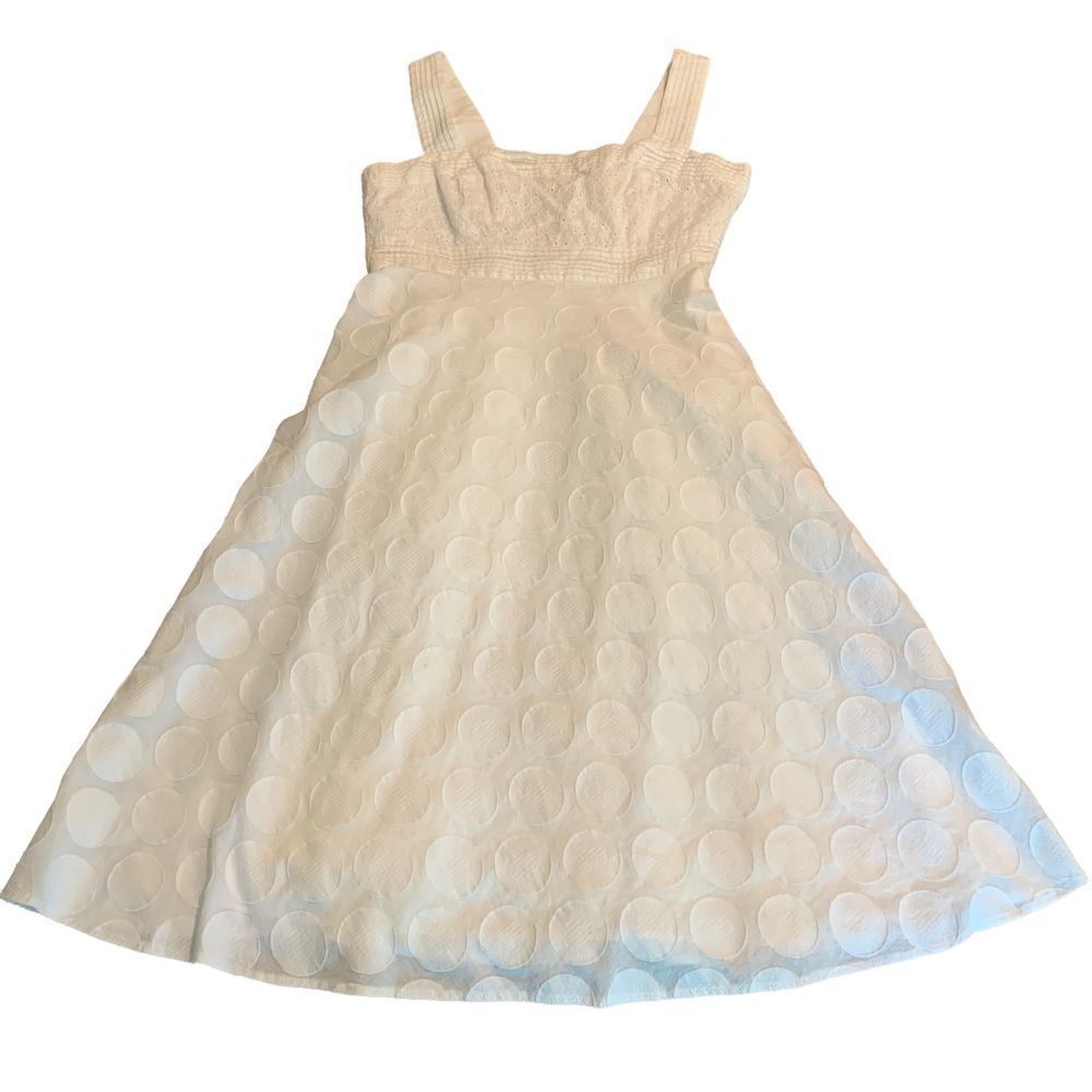 Studio 1 White Sun Mini Dress Size 6 Polka Dot Texture Summer Romantic